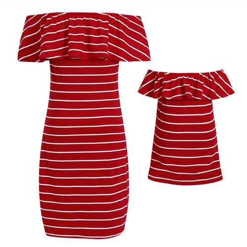 Red Stripped Off Shoulder Summer Sundress