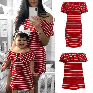 Red Stripped Off Shoulder Summer Sundress