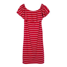 Load image into Gallery viewer, Red Stripped Off Shoulder Summer Sundress