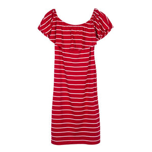 Red Stripped Off Shoulder Summer Sundress