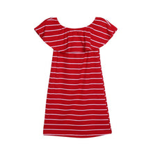 Load image into Gallery viewer, Red Stripped Off Shoulder Summer Sundress